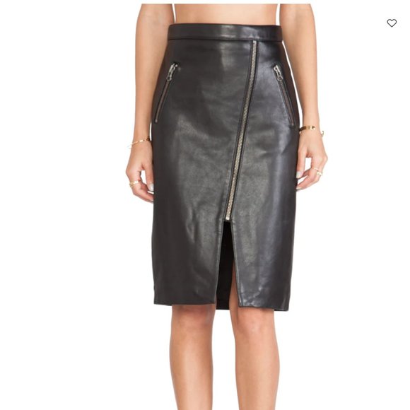 Mason Dresses & Skirts - Mason Leather Black Pencil Skirt Zippers size 0